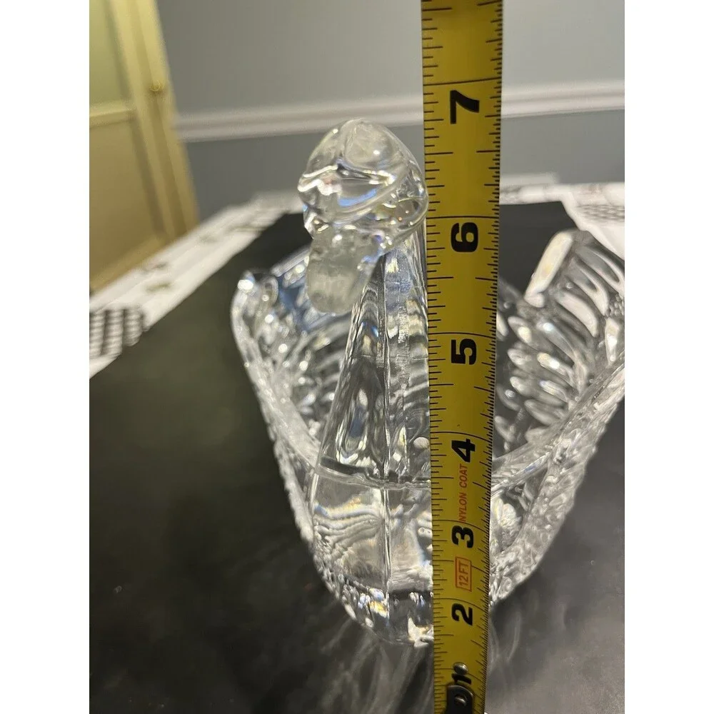 Clear Crystal Glass Swan Large Candy Dish